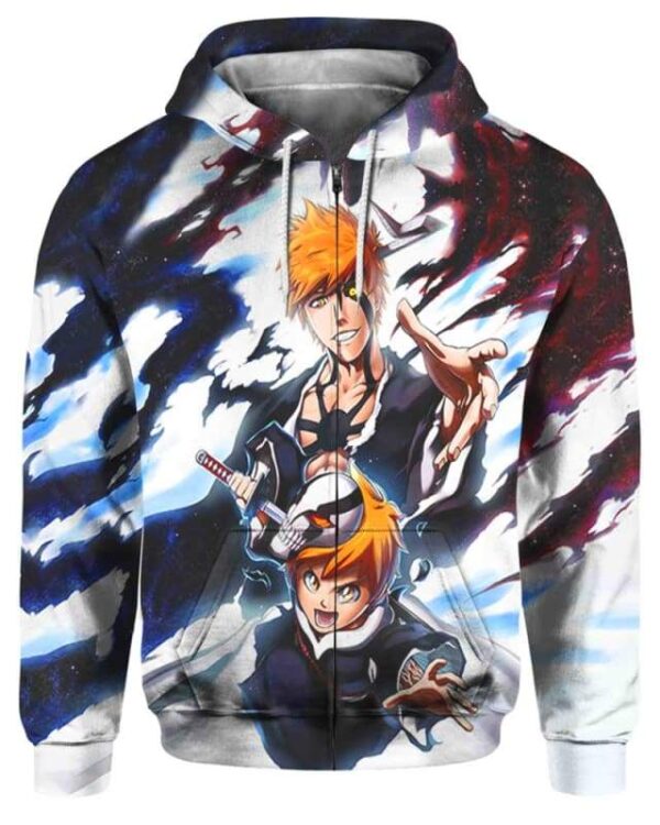 Kurosaki Ichigo - Kurosaki Kazui - All Over Apparel - Zip Hoodie / S - www.secrettees.com