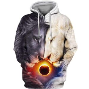 Lion Heart Day and Night 3D All Over Print T-shirt Zip Hoodie Sweater Tank - All Over Apparel - Hoodie / S - www.secrettees.com