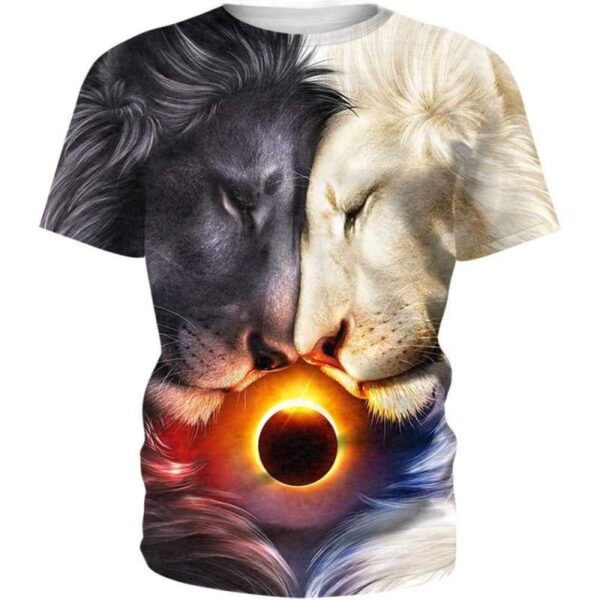 Lion Heart Day and Night 3D All Over Print T-shirt Zip Hoodie Sweater Tank - All Over Apparel - T-Shirt / S - www.secrettees.com