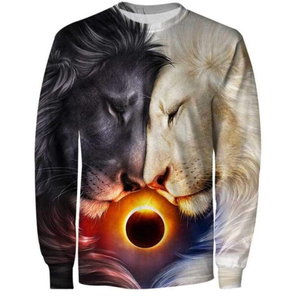 Lion Heart Day and Night 3D All Over Print T-shirt Zip Hoodie Sweater Tank - All Over Apparel - Sweatshirt / S - www.secrettees.com