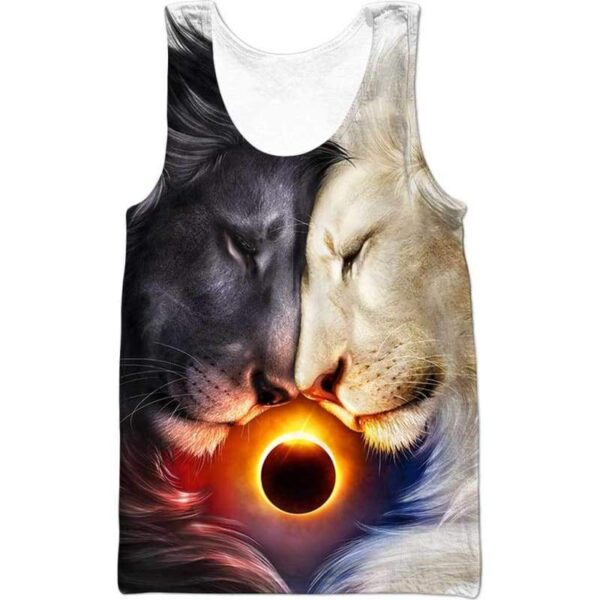 Lion Heart Day and Night 3D All Over Print T-shirt Zip Hoodie Sweater Tank - All Over Apparel - Tank Top / S - www.secrettees.com