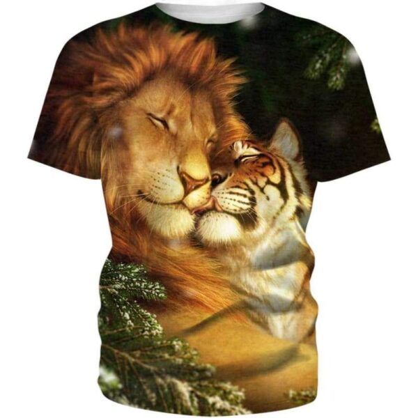 Lion Love 3D All Over Print T-shirt Zip Hoodie Sweater Tank - All Over Apparel - T-Shirt / S - www.secrettees.com