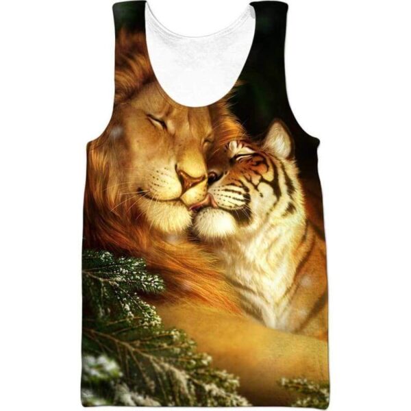 Lion Love 3D All Over Print T-shirt Zip Hoodie Sweater Tank - All Over Apparel - Tank Top / S - www.secrettees.com