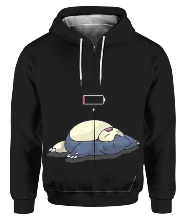 Low Battery Snorlax - All Over Apparel - Zip Hoodie / S - www.secrettees.com