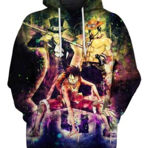 Luffy Ace Sabo - All Over Apparel - Hoodie / S - www.secrettees.com