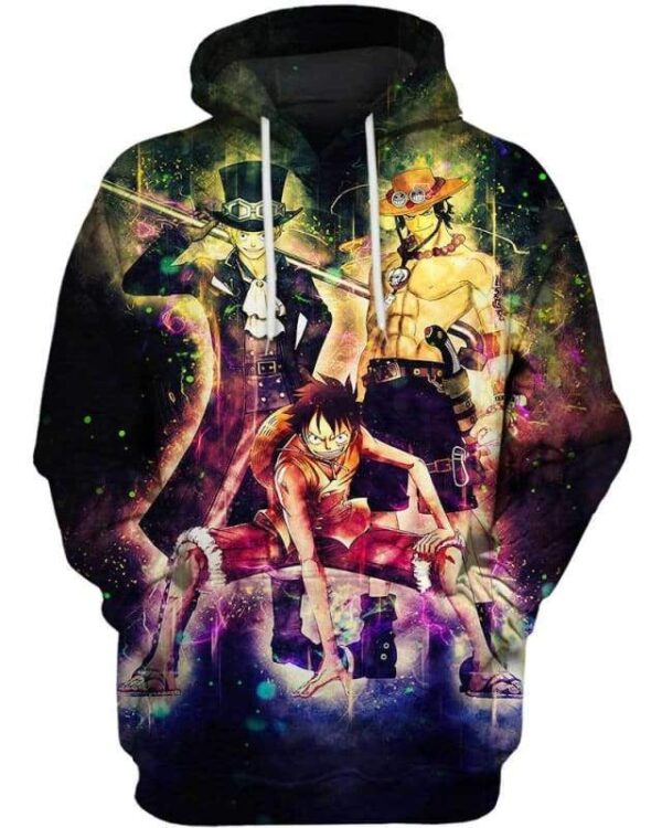 Luffy Ace Sabo - All Over Apparel - Hoodie / S - www.secrettees.com