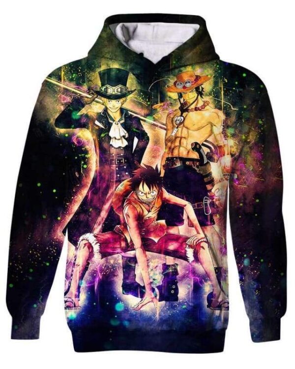 Luffy Ace Sabo - All Over Apparel - Kid Hoodie / S - www.secrettees.com