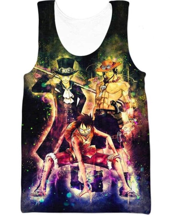 Luffy Ace Sabo - All Over Apparel - Tank Top / S - www.secrettees.com