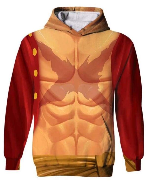 Luffy Costume - All Over Apparel - Kid Hoodie / S - www.secrettees.com