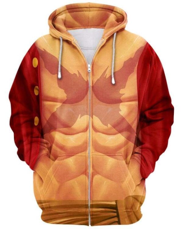 Luffy Costume - All Over Apparel - Zip Hoodie / S - www.secrettees.com