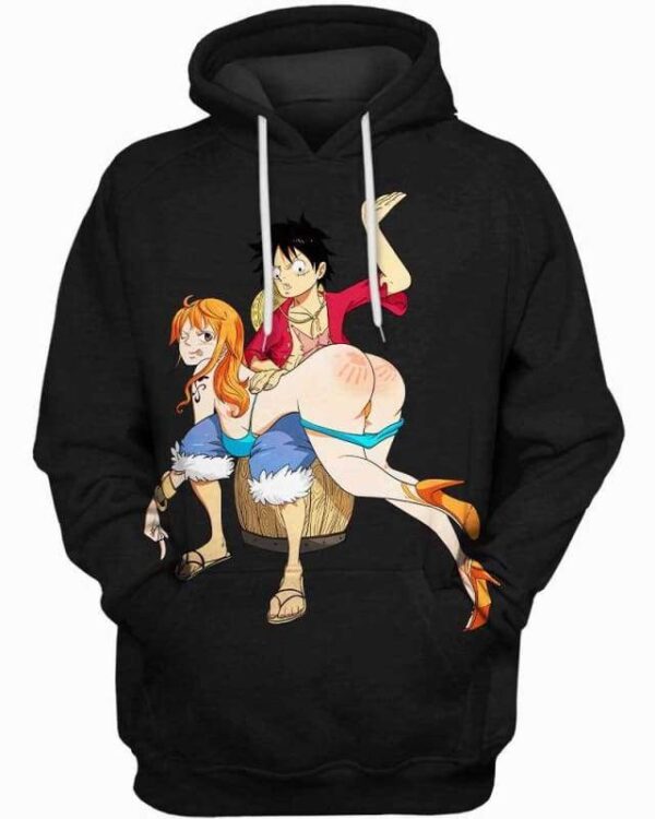 Luffy & Nami Sculaccia - All Over Apparel - Hoodie / S - www.secrettees.com