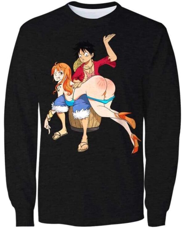 Luffy & Nami Sculaccia - All Over Apparel - Sweatshirt / S - www.secrettees.com
