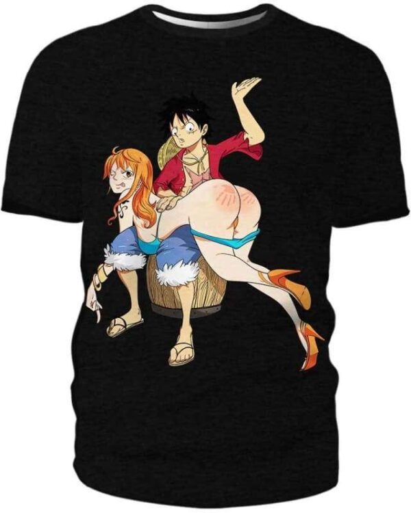 Luffy & Nami Sculaccia - All Over Apparel - T-Shirt / S - www.secrettees.com