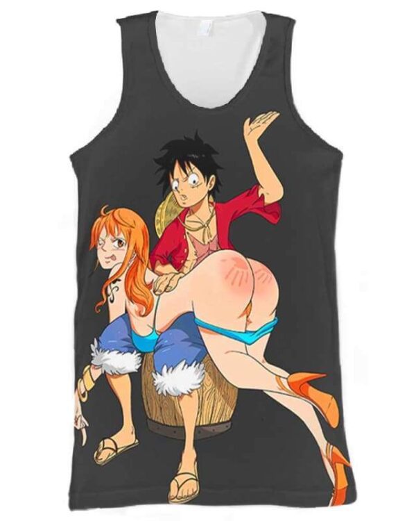 Luffy & Nami Sculaccia - All Over Apparel - Tank Top / S - www.secrettees.com