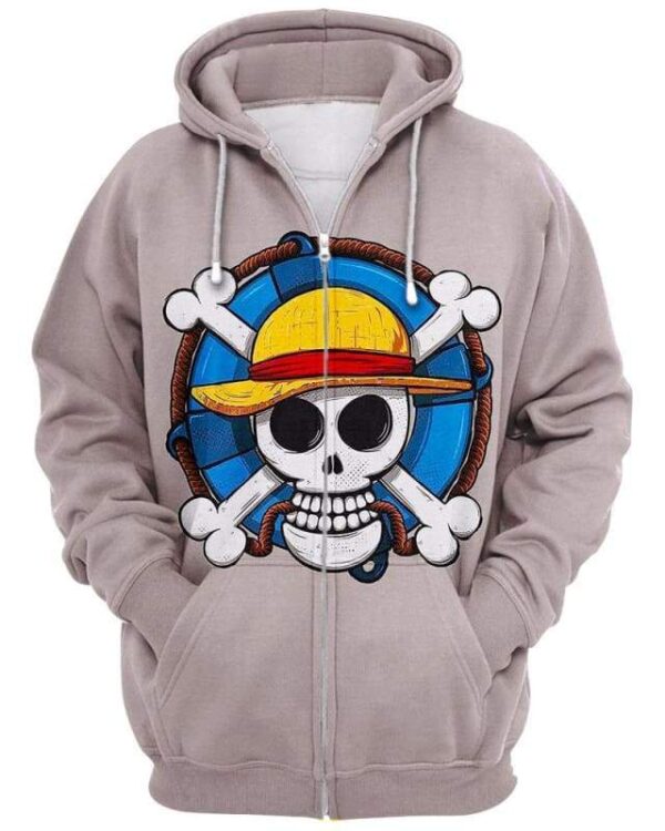 Luffy Symbol - All Over Apparel - Zip Hoodie / S - www.secrettees.com