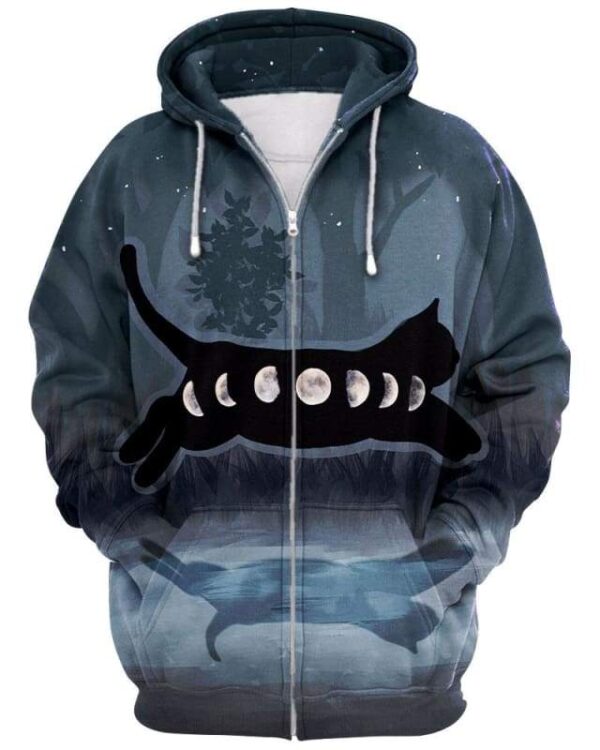 Lunar Cat - All Over Apparel - Zip Hoodie / S - www.secrettees.com