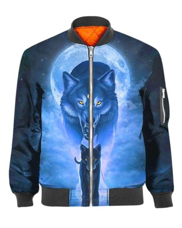 Male Wolves Moon Galaxy - All Over Apparel - Bomber / S - www.secrettees.com