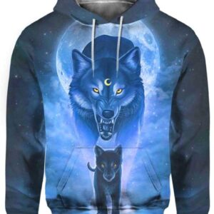 Male Wolves Moon Galaxy - All Over Apparel - Hoodie / S - www.secrettees.com