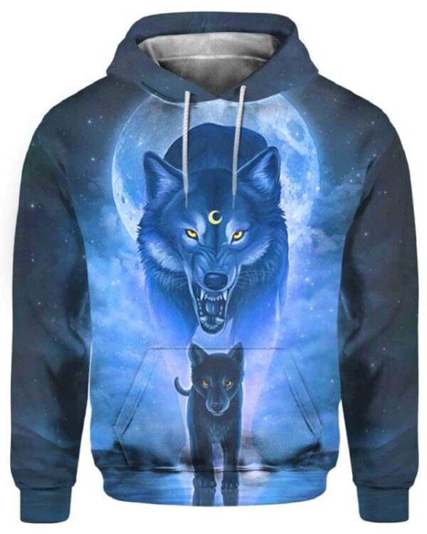 Male Wolves Moon Galaxy - All Over Apparel - Hoodie / S - www.secrettees.com