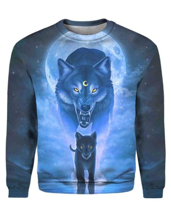 Male Wolves Moon Galaxy - All Over Apparel - Sweatshirt / S - www.secrettees.com