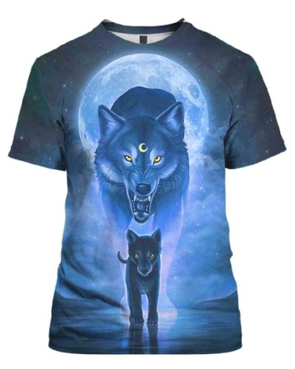 Male Wolves Moon Galaxy - All Over Apparel - T-Shirt / S - www.secrettees.com