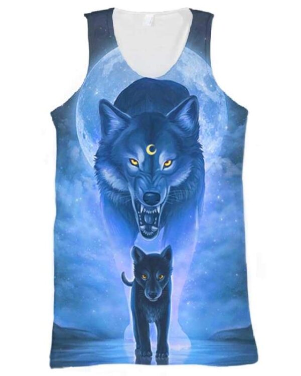 Male Wolves Moon Galaxy - All Over Apparel - Tank Top / S - www.secrettees.com