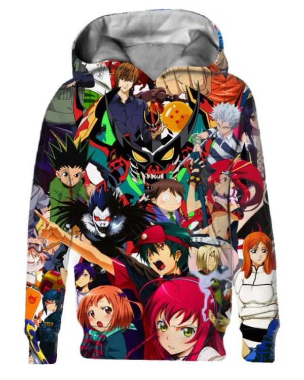 Manga Characters - All Over Apparel - Kid Hoodie / S - www.secrettees.com