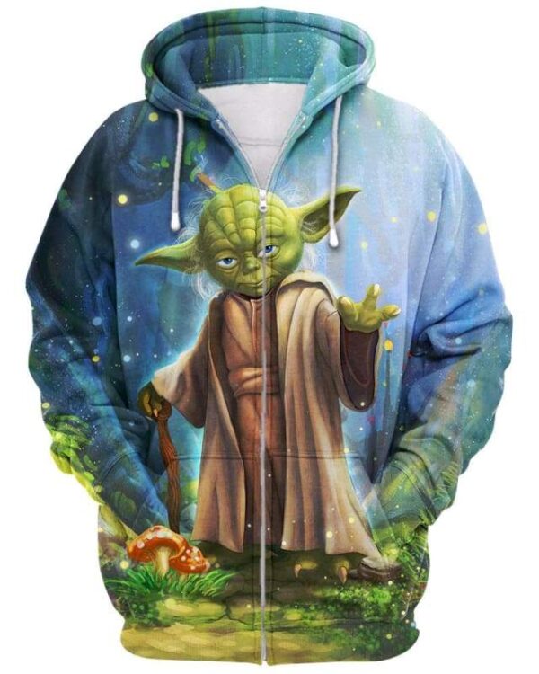 Master Yoda In The Forest - All Over Apparel - Zip Hoodie / S - www.secrettees.com