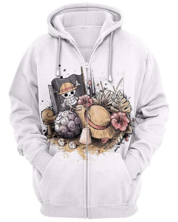 Memories Of The Pirate - All Over Apparel - Zip Hoodie / S - www.secrettees.com