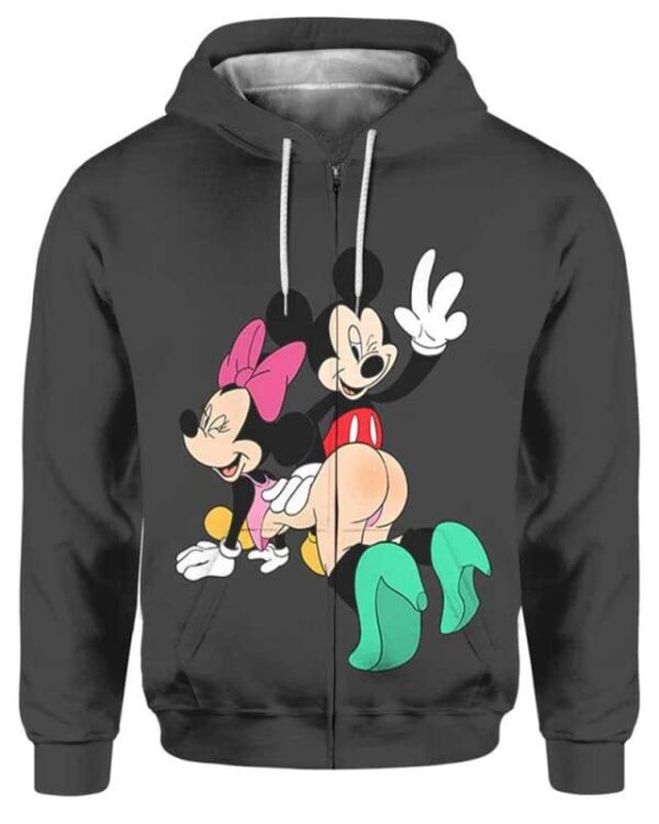 Mickey & Minnie Sculaccia - All Over Apparel - Zip Hoodie / S - www.secrettees.com