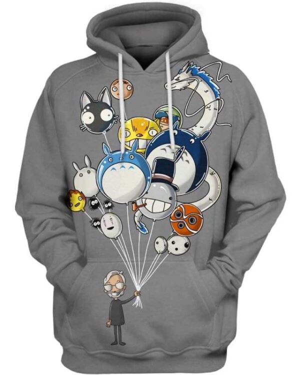 Miyazaki’s Balloons - All Over Apparel - Hoodie / S - www.secrettees.com