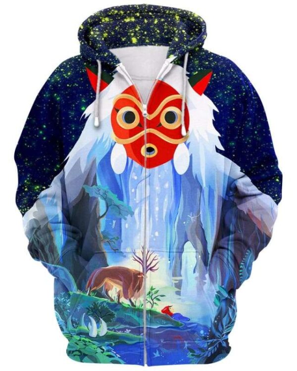 Mononoke Mask - All Over Apparel - Zip Hoodie / S - www.secrettees.com