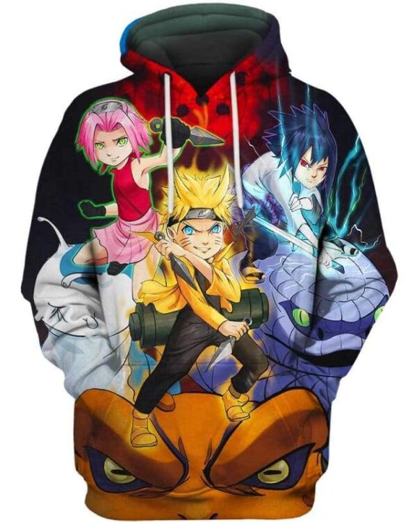 Naruto Legendary Team 7 - All Over Apparel - Hoodie / S - www.secrettees.com