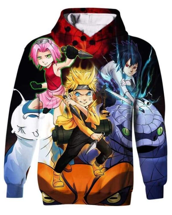 Naruto Legendary Team 7 - All Over Apparel - Kid Hoodie / S - www.secrettees.com