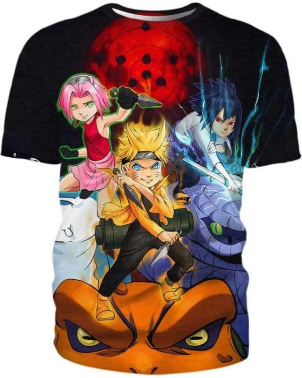 Naruto Legendary Team 7 - All Over Apparel - Kid Tee / S - www.secrettees.com