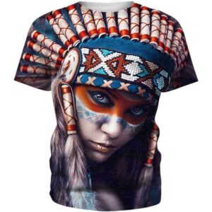 Native American Girl 3D All Over Print T-shirt Zip Hoodie Sweater Tank - All Over Apparel - T-Shirt / S - www.secrettees.com