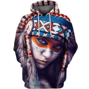 Native American Girl 3D All Over Print T-shirt Zip Hoodie Sweater Tank - All Over Apparel - Hoodie / S - www.secrettees.com