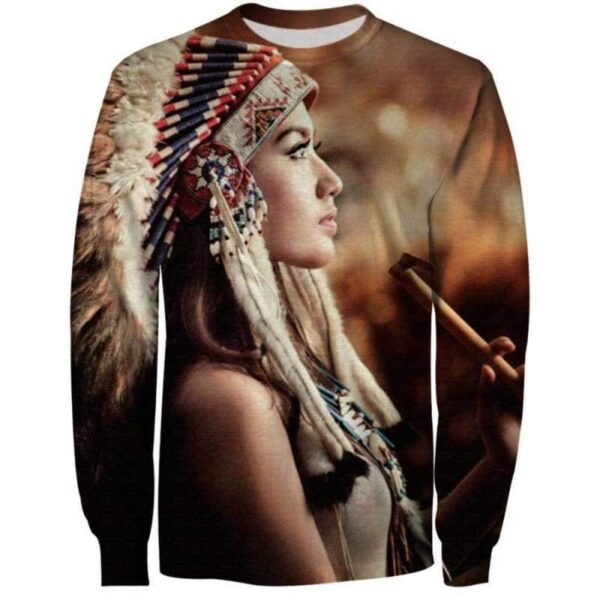 Native American Girl 3D All Over Print T-shirt Zip Hoodie Sweater Tank - All Over Apparel - Sweatshirt / S - www.secrettees.com