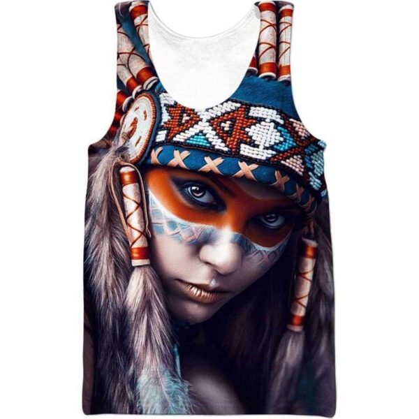 Native American Girl 3D All Over Print T-shirt Zip Hoodie Sweater Tank - All Over Apparel - Tank Top / S - www.secrettees.com