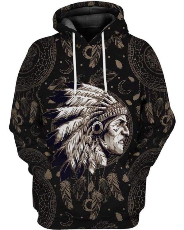 Native Indian Warrior - All Over Apparel - Hoodie / S - www.secrettees.com