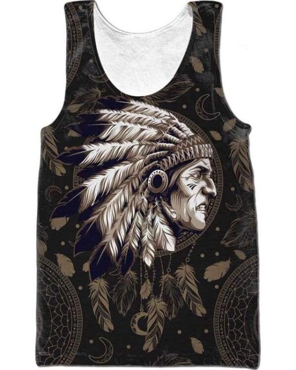 Native Indian Warrior - All Over Apparel - Tank Top / S - www.secrettees.com
