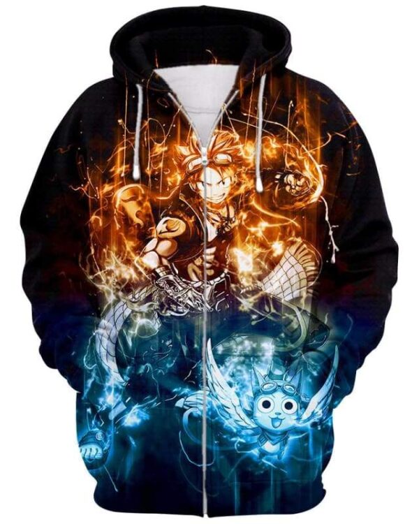 Natsu Dragneel - All Over Apparel - Zip Hoodie / S - www.secrettees.com