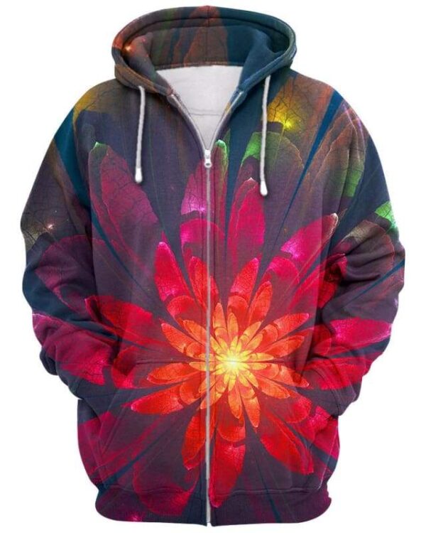 Neon Flowers - All Over Apparel - Zip Hoodie / S - www.secrettees.com