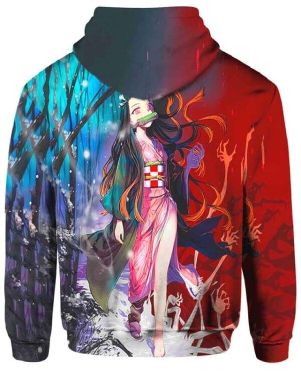 Nezuko In The Snow Forest - All Over Apparel - www.secrettees.com