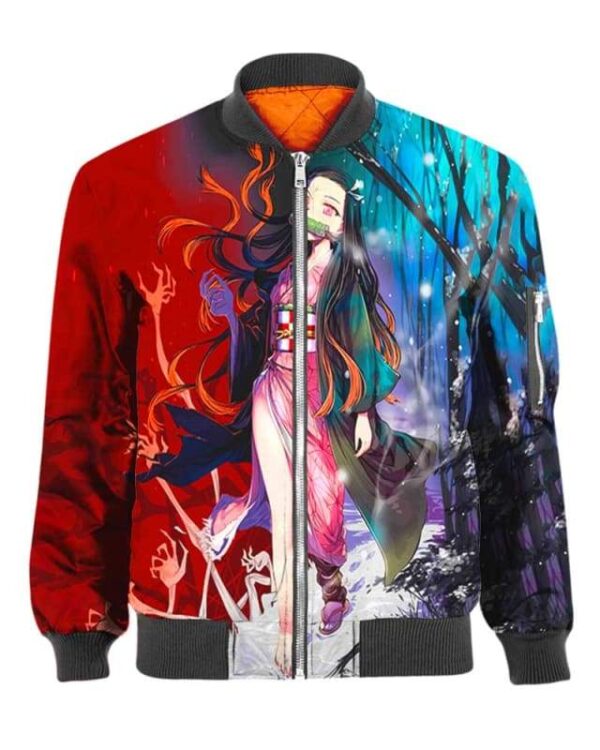 Nezuko In The Snow Forest - All Over Apparel - Bomber / S - www.secrettees.com