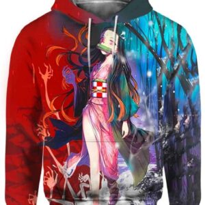 Nezuko In The Snow Forest - All Over Apparel - Hoodie / S - www.secrettees.com