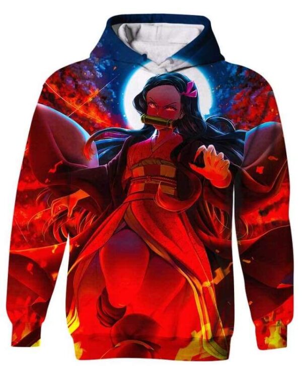 Nezuko Plaintive - All Over Apparel - Kid Hoodie / S - www.secrettees.com