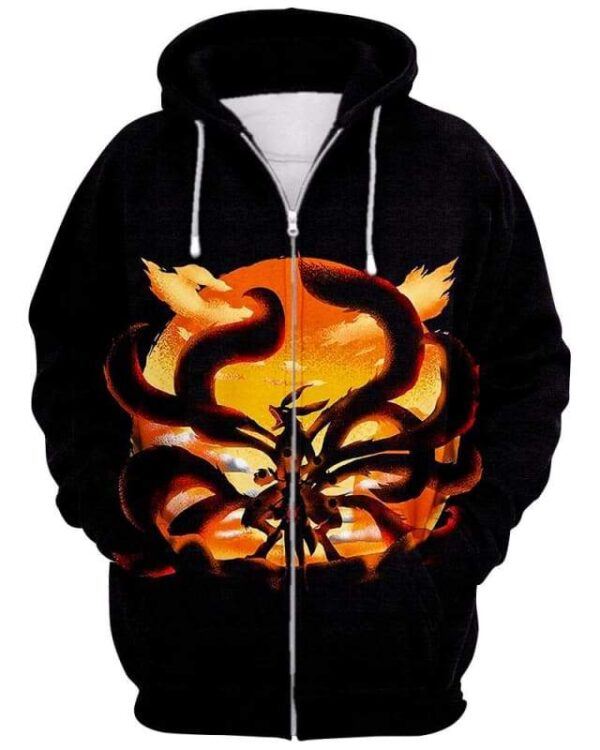 Nine-Tailed Fox Roar - All Over Apparel - Zip Hoodie / S - www.secrettees.com