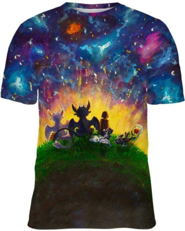 Peaceful Land Night Fury Light Fury & Hiccup - All Over Apparel - Kid Tee / S - www.secrettees.com