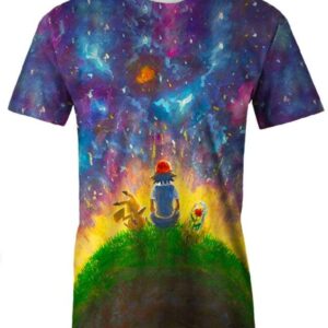 Peaceful Land Pikachu & Ash - All Over Apparel - T-Shirt / S - www.secrettees.com